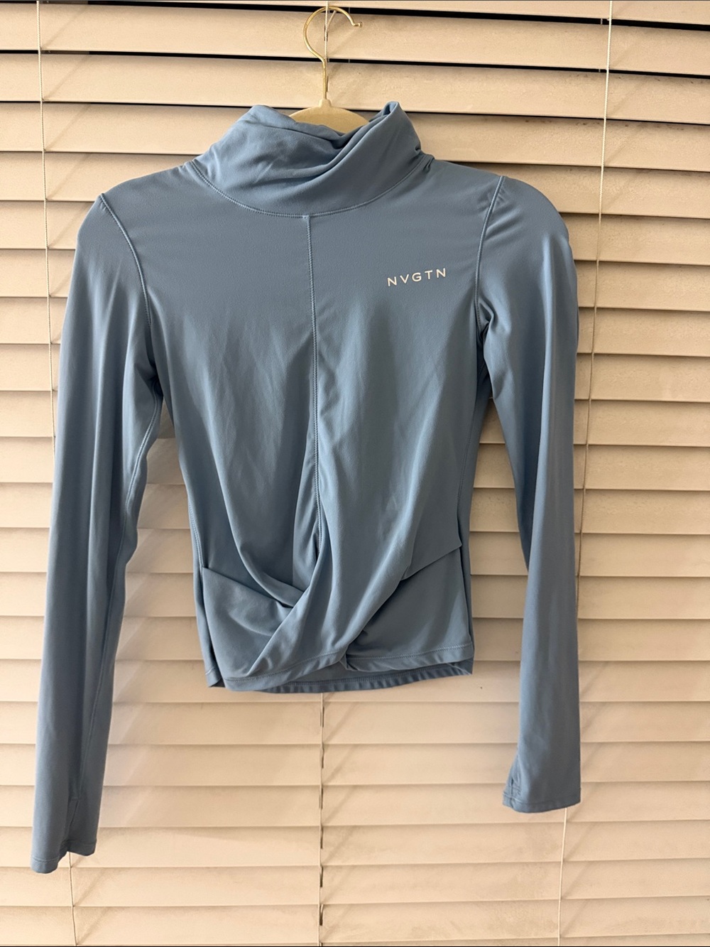 NVGTN Sky Blue Long Sleeve Twist-Front Turtleneck